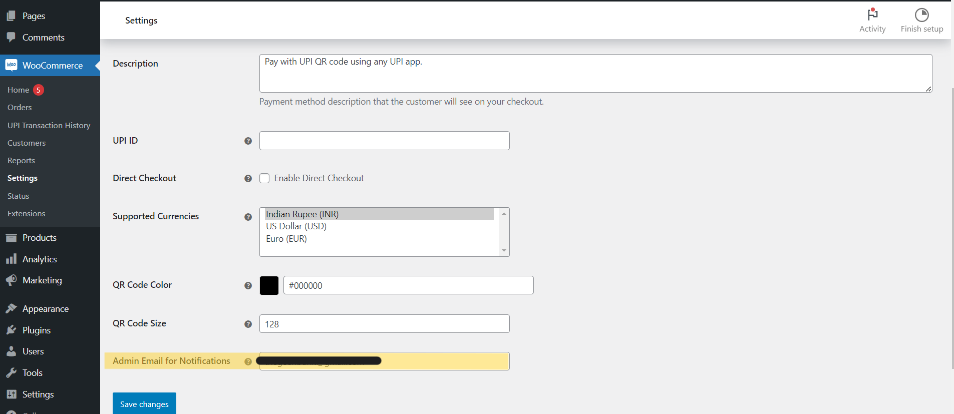 Admin Notification Screenshot