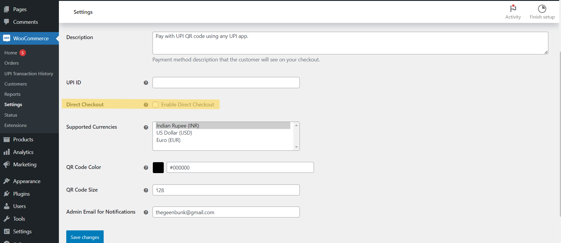 Direct Checkout Screenshot