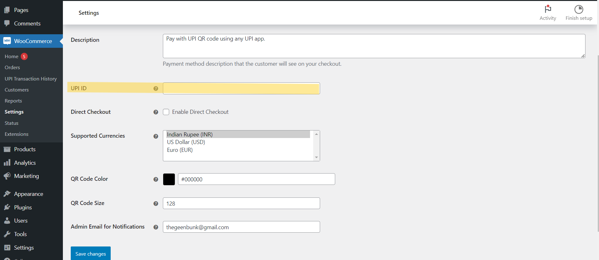 UPI ID Screenshot